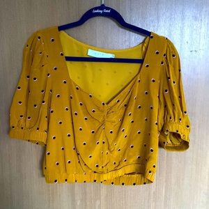 ASTR yellow polka dot crop top, size Large